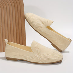 Women's Square Toe Knit Flats Soft Sole Slip On Ballet Flats