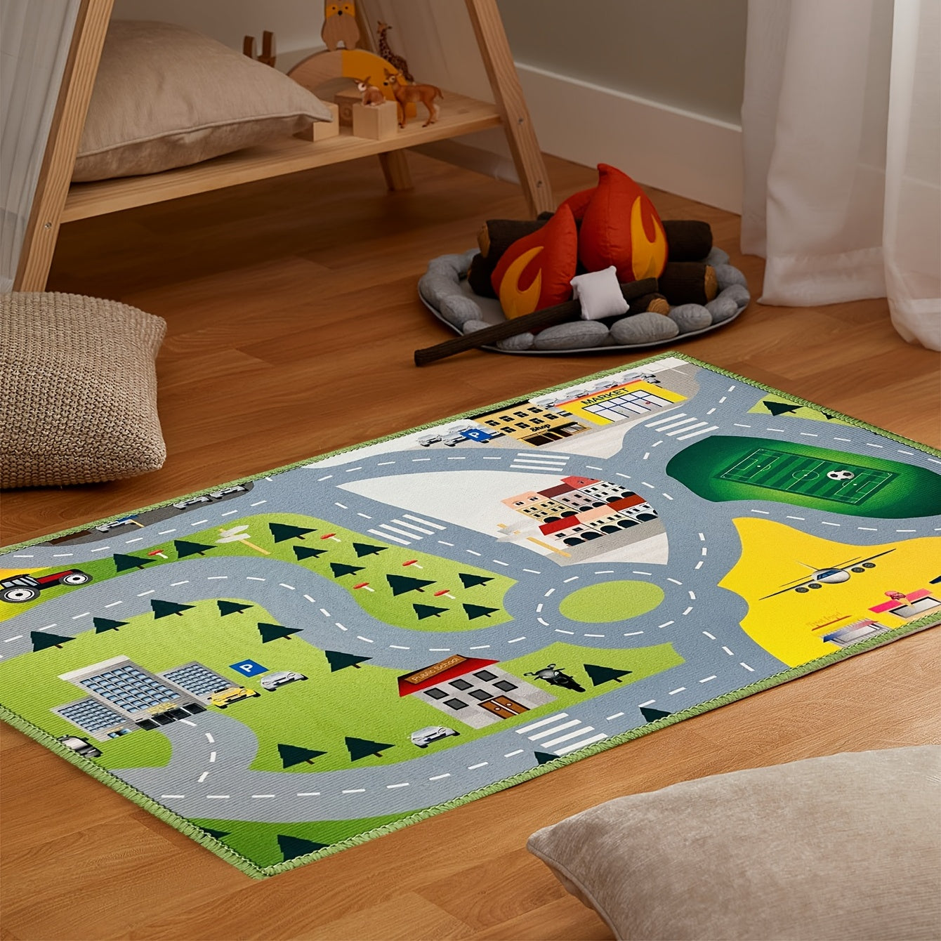 City Street Map Kids' Rug With Roads Kids Rug Play Mat For Boy Girl Nursery