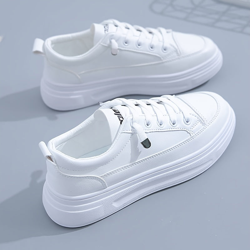 Women's Lace Up Platform Sneakers Anti-slip Low Top Casual Sports Shoes