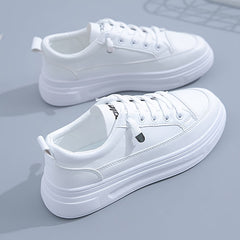 Women's Lace Up Platform Sneakers Anti-slip Low Top Casual Sports Shoes