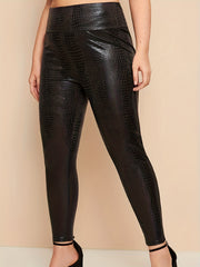 Plus Snake Print High Rise Stretch Leggings