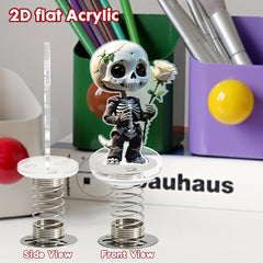 Acrylic Skull & Rose Car Bobblehead Ornament