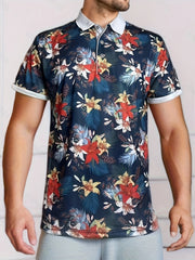 Men's Floral Shirt Casual Button Up Short Sleeve Tee Top