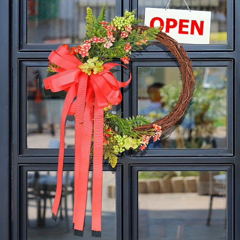 Butterfly Bow Ribbon Flower Wreath Christmas Hanging Decorations