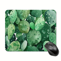 Watercolor Cactus Print Mouse Pad Succulent Olive Green Botanical