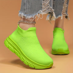Mesh Slip On Breathable Running Shoes Soft Comfortable Shock Absorption Sneakers