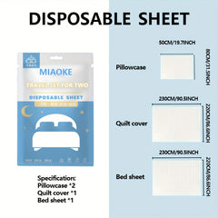 3pcs Disposable Bed Sheets Set Travel Portable Convenient Bedding Set
