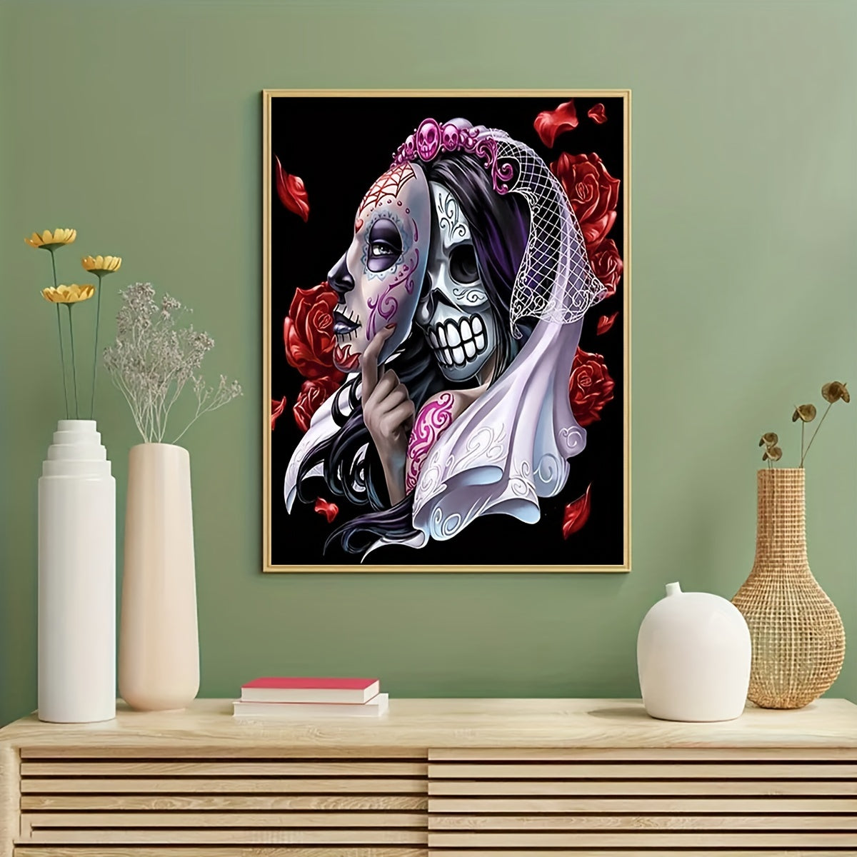 5D DIY Halloween Skull Woman Diamond Art Rhinestone Wall Decor