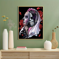 5D DIY Halloween Skull Woman Diamond Art Rhinestone Wall Decor