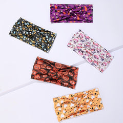 5pcs Halloween Skull Print Head Band Elastic Hairband Cartoon Headband