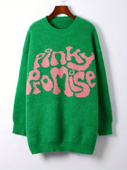Casual Sweater Dress Women's Plus Letter Print Long Sleeve