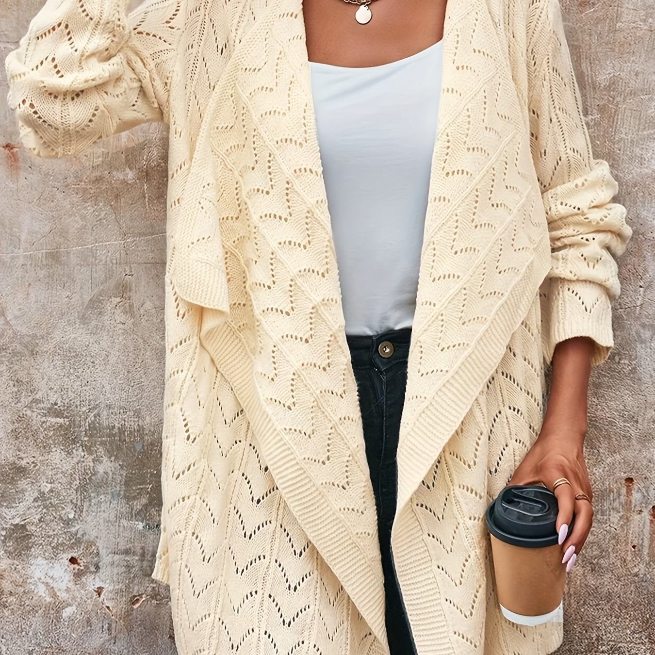 Eyelet Embroidered Long Sleeve Cardigan