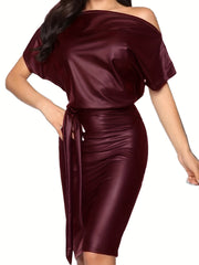 Slanted Shoulder Bodycon Dress