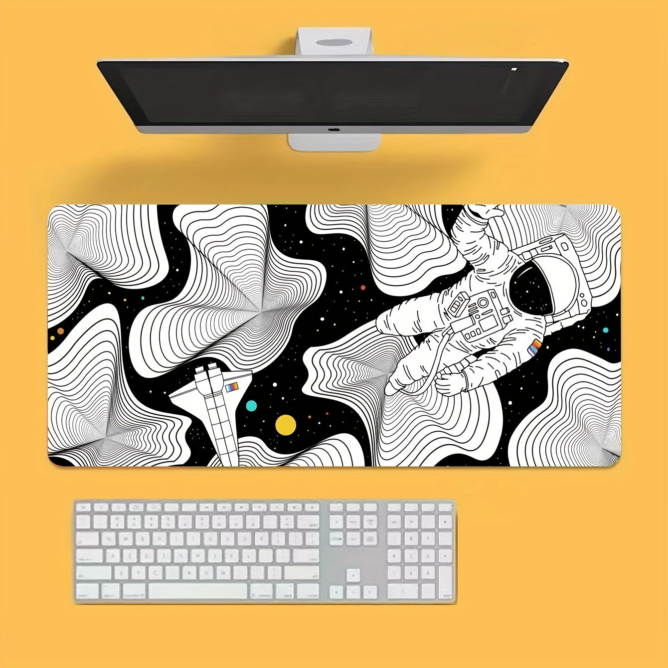 Oversized Gaming Desk Pad Disordered Theme Pattern 3D Printed Mouse Pad