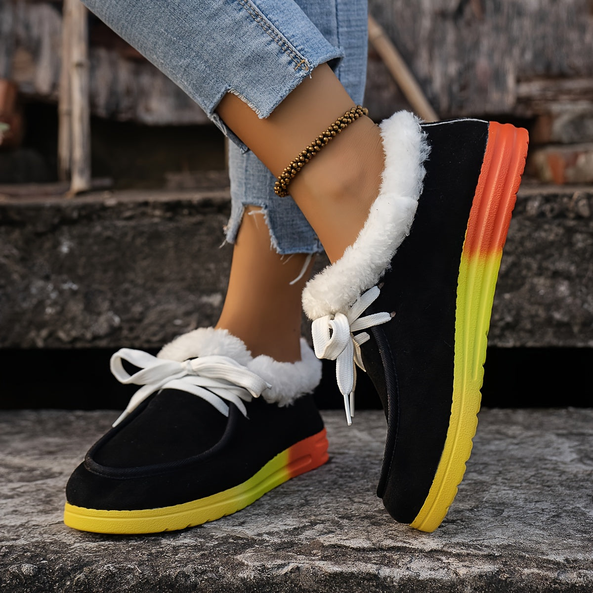 Women's Non slip Snow Shoes Comfortable Winter Warm Flat Shoes