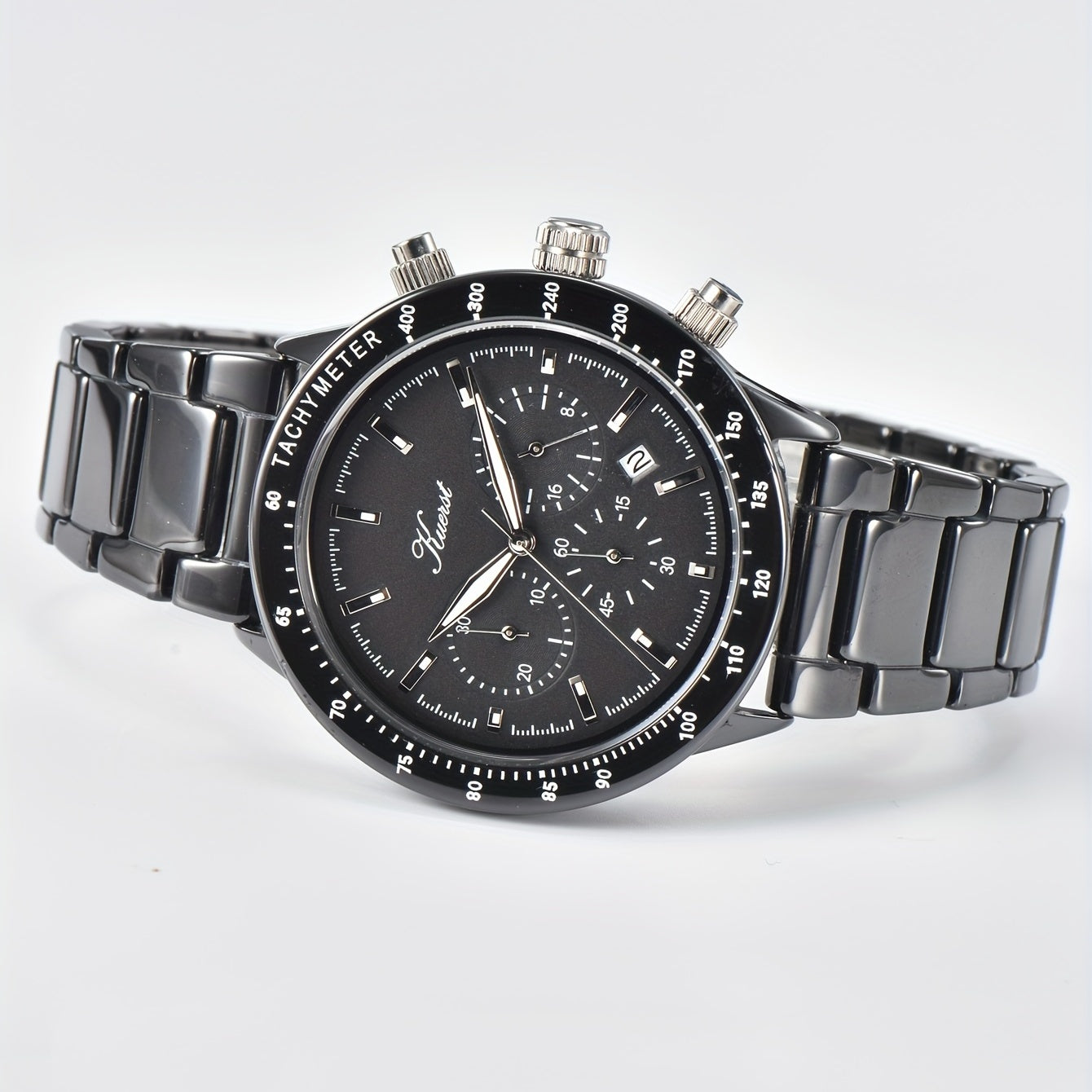 KUERST Hot Teenager Watch Men Steel Band Quartz Chronograph Sports Business Wris