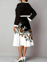 Paisley Print Dress & Open Front Cardigan Set