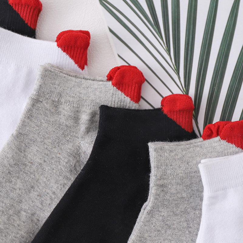 3 Pairs Heart Socks Ankle Socks Womens Socks Women Red Love Heart