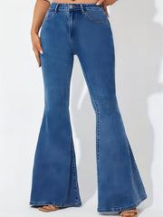 Floral Embroidery Flare Leg Jeans Medium Wash
