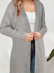 Casual Cardigan Women's Plus Solid Long Sleeve Open Front