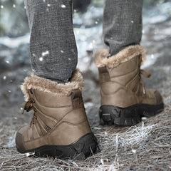 Men's Waterproof Snow Boots, Warm Fleece Lining, Rubber Sole