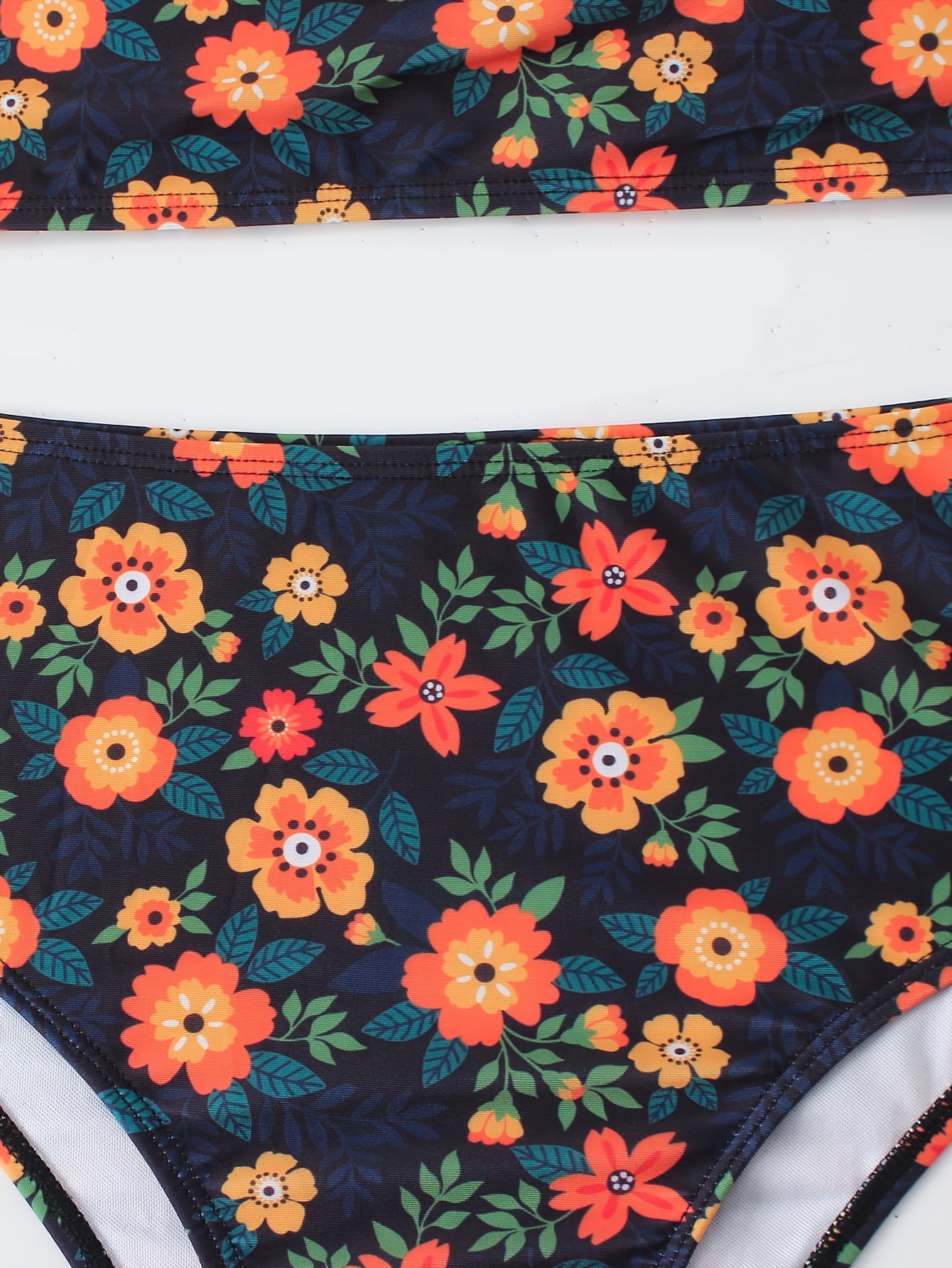 Floral Print Backless Halter Bikini Set
