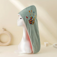 Colorful Palm Pattern Hair Drying Cap Water Absorbent Towel