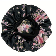 Flower Print Satin Bonnet Night Cap for Women