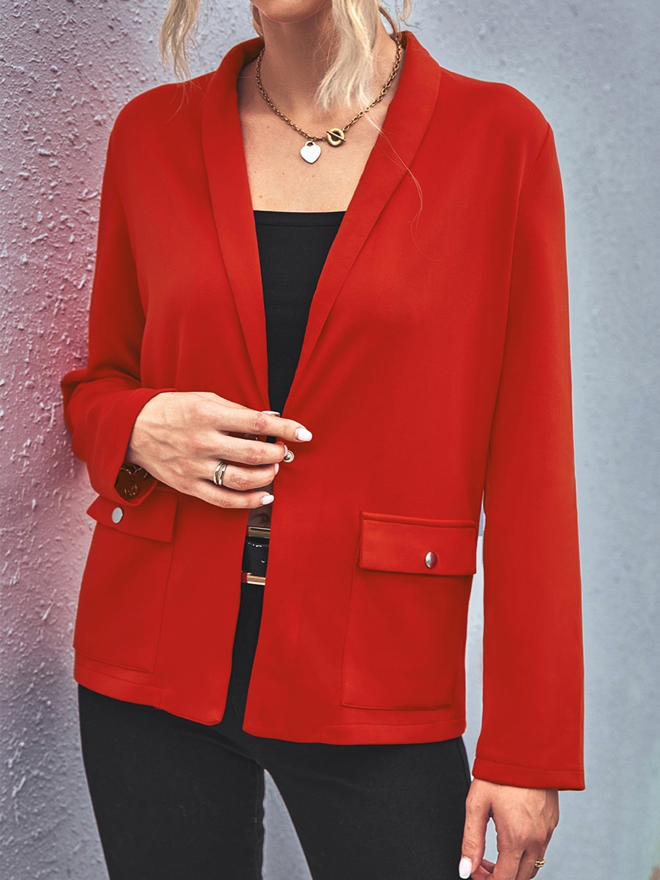 Women's V Neck Blazer with Square Pocket