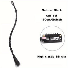 8 Cm Long Twist Braids Hair Extensions With Hair Clip Y2K Synthetic Ponytail