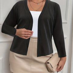 Solid Long Sleeve Open Front Cardigan