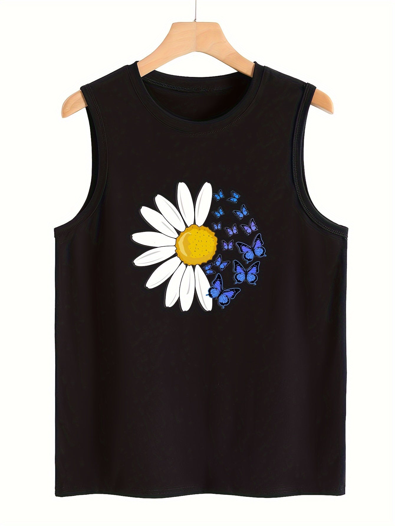 Sunflower & Butterfly Print Sleeveless Sports Vest
