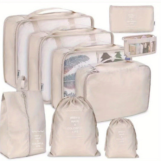 9-Piece Travel Luggage Organizer Set with Shoe & Toiletry Bag