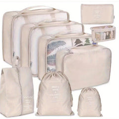 9-Piece Travel Luggage Organizer Set with Shoe & Toiletry Bag