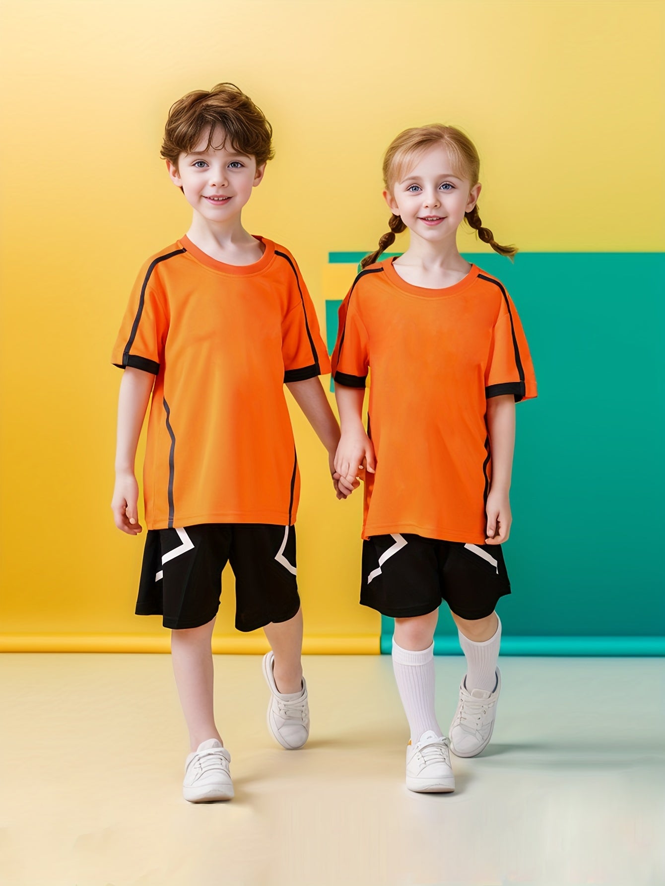 2pcs Kids Soccer Jersey Set Quick Dry Breathable for Running Gift