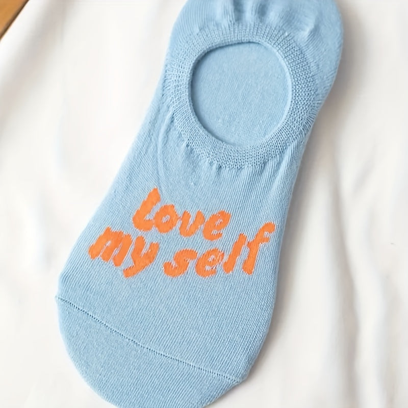 5 Pairs Letter Print Low Cut Ankle Socks Women's Stockings