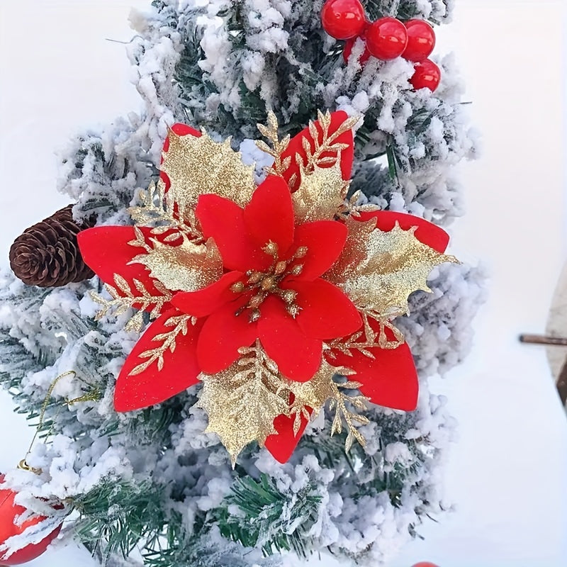 20pcs Red Flower Artificial Christmas Decoration Christmas Tree Flower