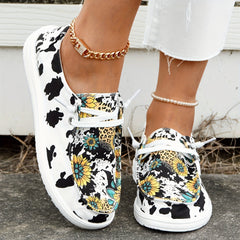 Sunflower & Leopard Flat Shoes Women's Casual Lightweight Walking Shoes