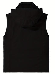 Men's Zipper Pockets Cargo Vest with Hood