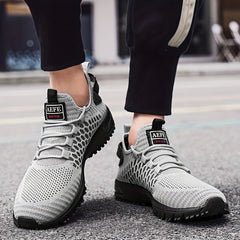 Men's Geometric Print Mesh Sneakers Outdoor Running Shoes