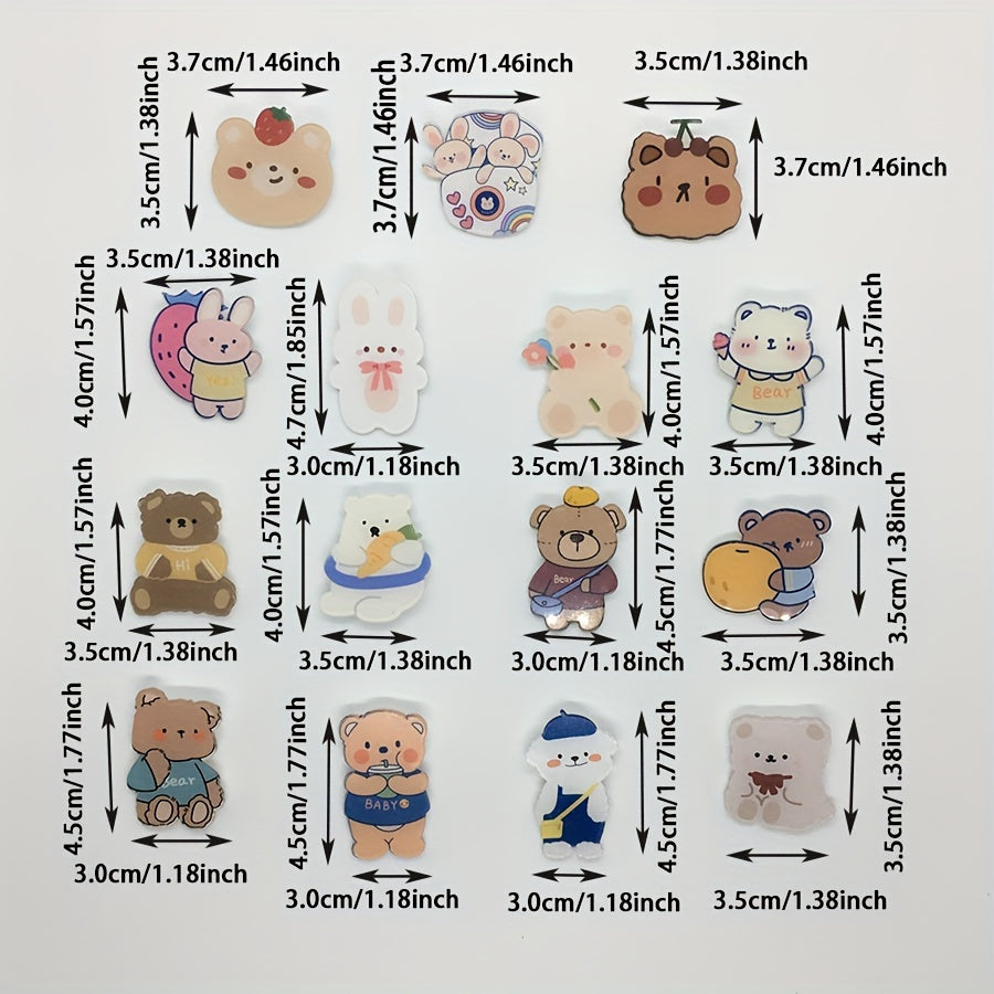 15 pcs Cartoon Bear Brooch for Kids Shirts Bags Hats Jackets