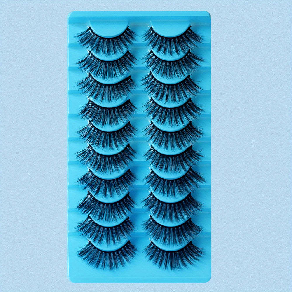 10 Pairs Mink Lashes Fluffy Soft Wispy Natural Cross Eyelash Extension