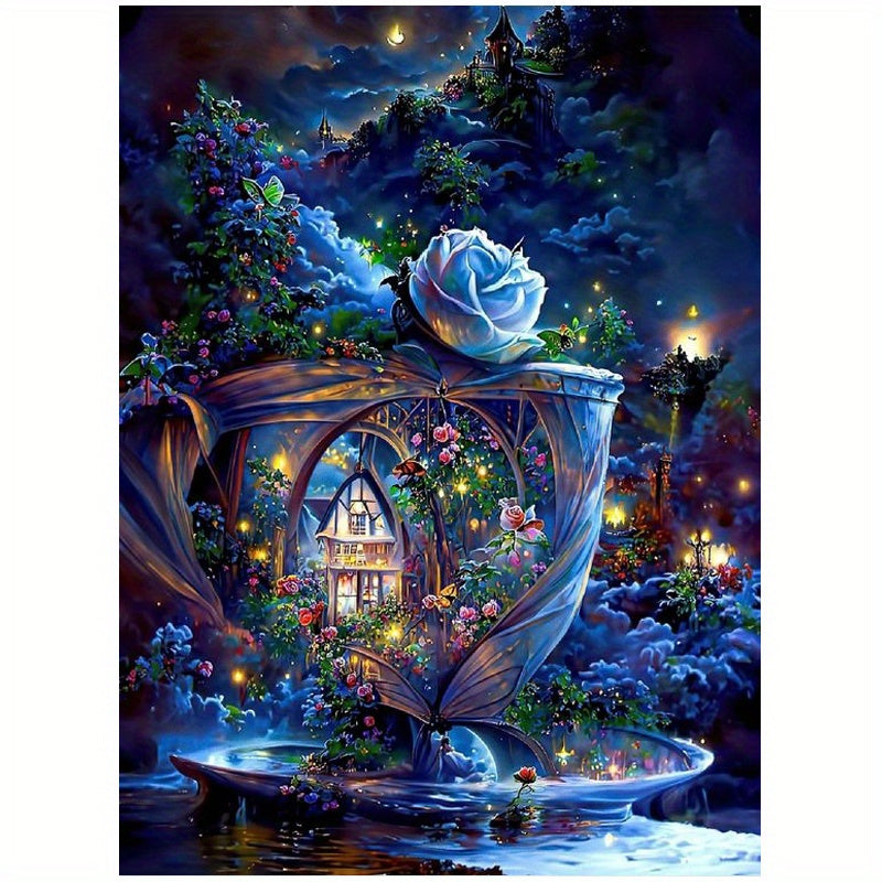 5D Diamond Painting Set Tea Cup House for Beginners Adults Living Room Decor