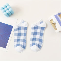 5 Pairs Cartoon Bear Print Socks Women's Stockings & Hosiery