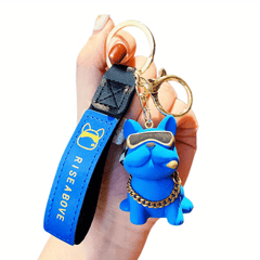 Bulldog Keyring Resin Law Bucket Cartoon Figuration Car Couple Bag Pendant