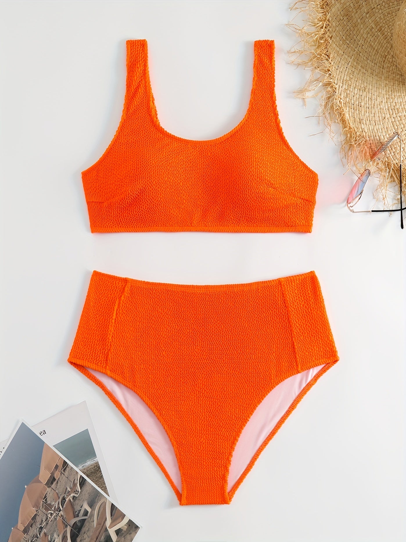 Ribbed Crop Tank Top & Panty Swimsuit Set