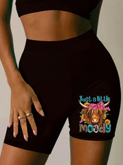 Graphic Print High Rise Biker Shorts