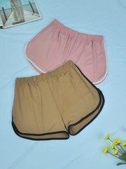 Colorblock Trim Sleep Bottoms Elastic Waistband Shorts