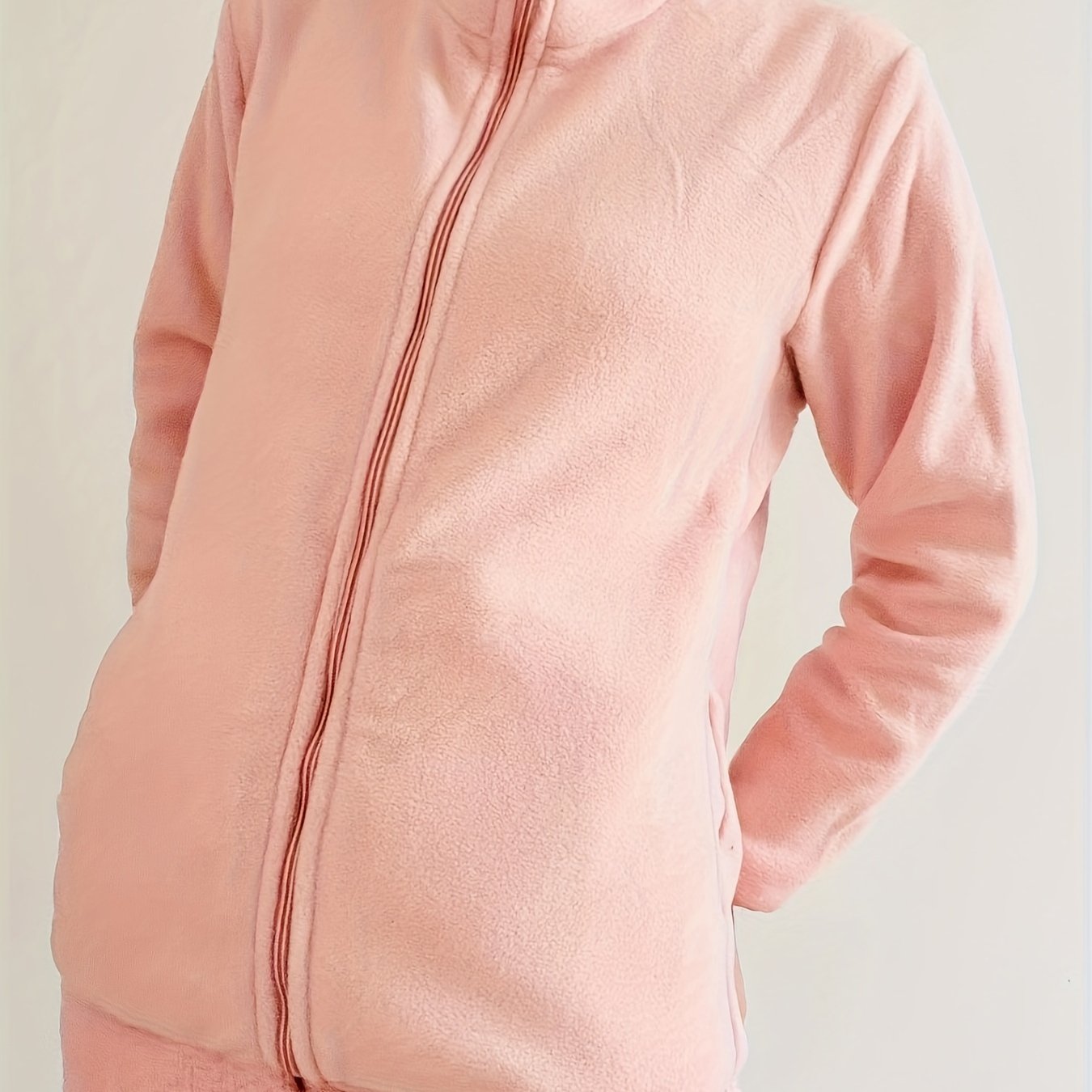 Fleece Liner Jacket Mock Neck Zipper Sports Coat