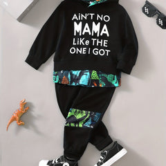 Boys Dino Print Hoodie & Pants 2pcs Set
